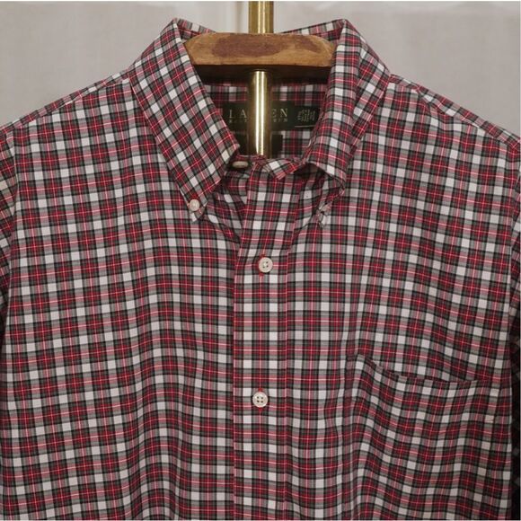 Lauren Ralph Lauren Red Green Plaid Oxford Shirt - Picture 3 of 8
